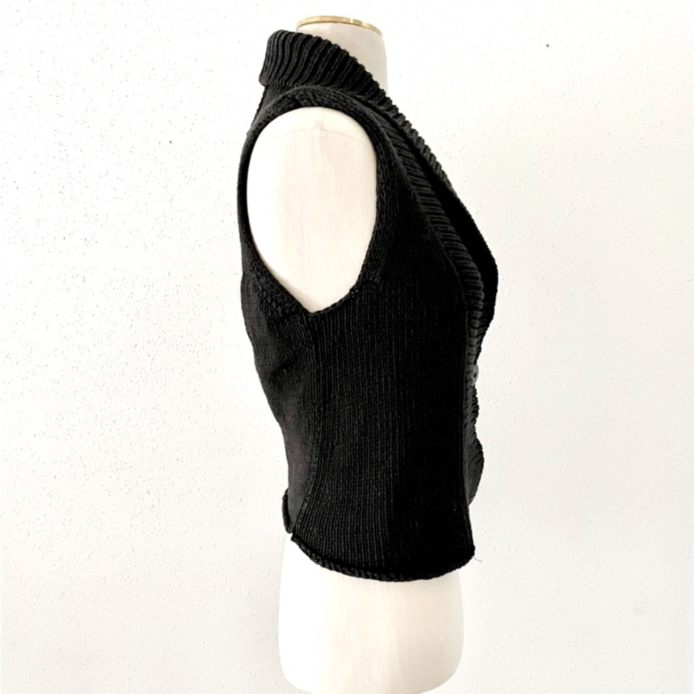CAbi Women's Size Medium Black Shawl Neck Sleeveless Sweater Cardigan Vest Knit